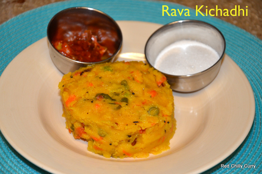 rava kichadi,how to make rava kichadi,upma recipes,breakfast recipes,quick breakfast recipes,rava recipes,restaurant style rava kichadi