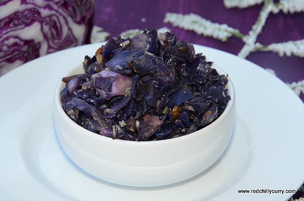 red cabbage poriyal